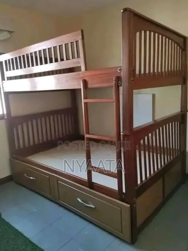 4x6 Double Decker Mahogany Bed with Drawers - 1