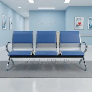 3-Seater Blue Padded Visitor's Bench