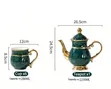 8-Piece Nordic Ceramic Tea Set with Gold Rim + Tray - 4