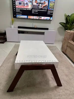 6 Feet White TV Stand with Shelves
