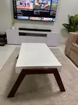 6 Feet White TV Stand with Shelves - 1