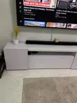 6 Feet White TV Stand with Shelves - 3