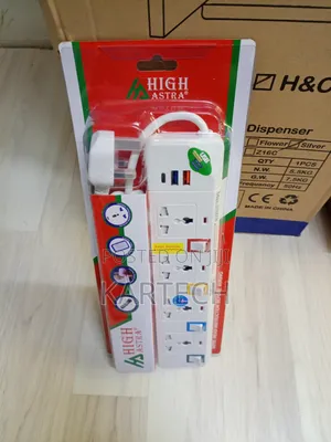 High Astra 4-Way Power Extension Socket with USB Charging