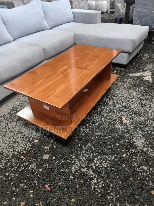 Rectangular Wooden Coffee Table with Storage Shelf - 1