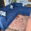 Sofa ya Blue Gusa ya L-Shape ya Viti 6 - 1