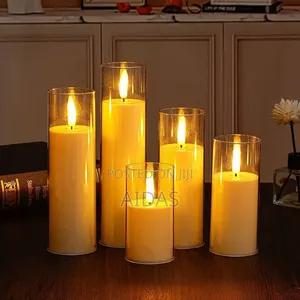 5 PCS Acrylic Decorative LED Pillar Candles