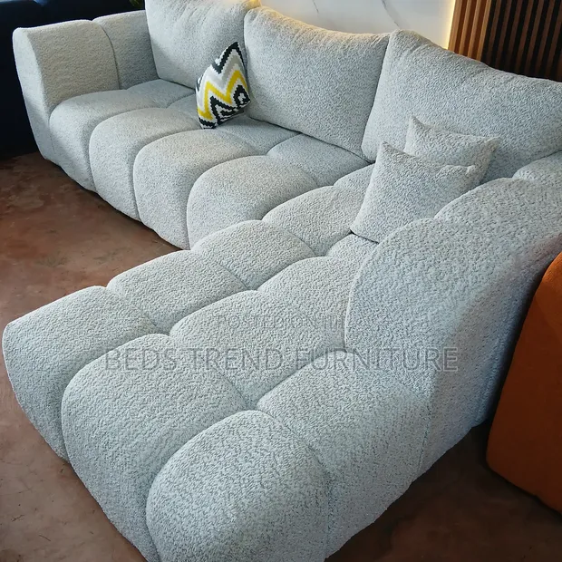Milky White Bubble L-Shaped Sofa (6-Seater) - 1