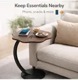 Curved C Shape Side Table - Walnut Finish - 1
