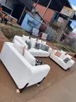 Set ya Sofa Nyeupe ya Viti 7 na Mito - 1
