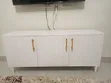 Ideal White Wood TV Stand with Shelves - 2