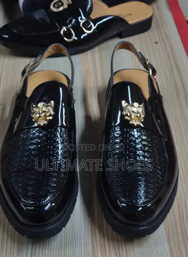 Versace Mules Shoes - Black Leather - 1