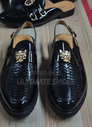 Versace Mules Shoes - Black Leather