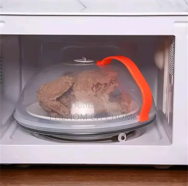BPA Free Microwave Cover - Orange Handle - 1