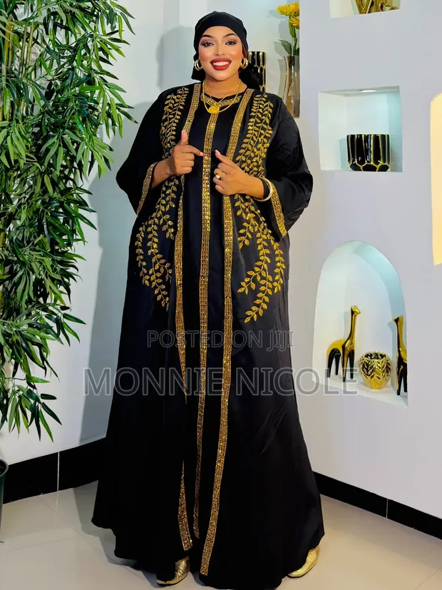 Black Gold Maxi Dress / Classy Abaya - 1