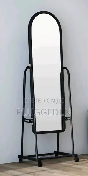 Full Length Dressing Mirror with Wheels and Shoe Rack