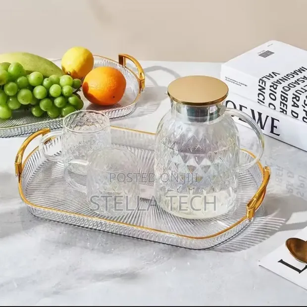 Multi-Purpose Acrylic Serving Trays with Gold Handles - 1