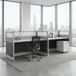 Two-User Blue Brown MDF Office Workstation - 1