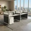 Two-User Blue Brown MDF Office Workstation - 2