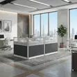 Two-User Blue Brown MDF Office Workstation - 3