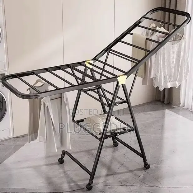 Movable Foldable Laundry Drying Rack with Wheels - 1