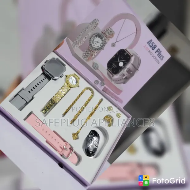 A58 Plus Smartwatch with Golden Jewelry Set - 1