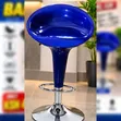 Blue Bar Stool with Swivel Seat and Adjustable Height - 1