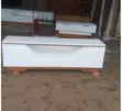Elegant White TV Console with Wooden Base - 2