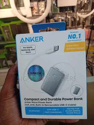 Anker Nano Power Bank (10,000mAh, 45W, Retractable USB-C)