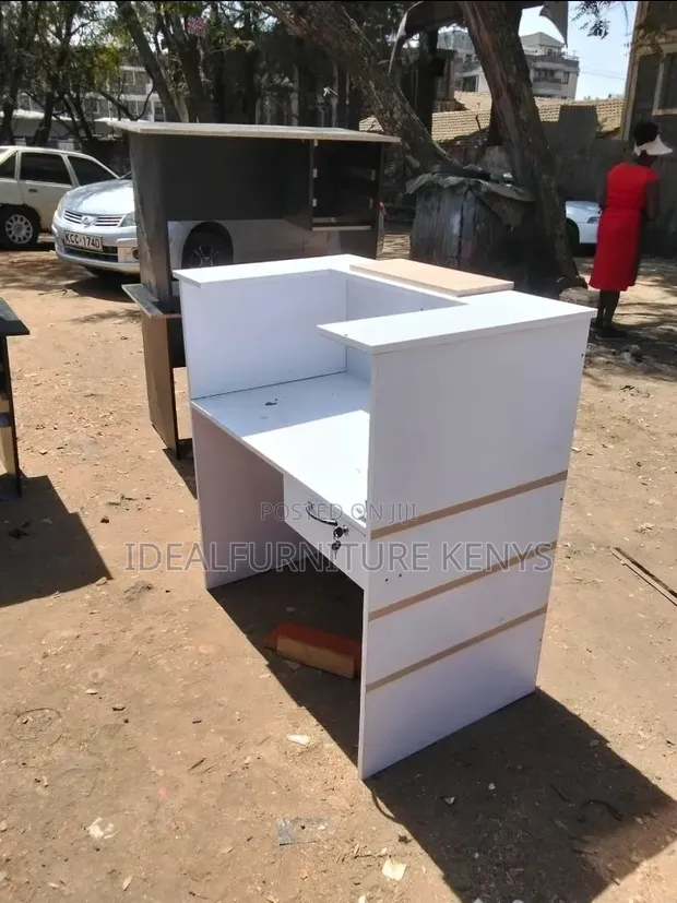 Brand New White Rectangular Reception Desk - 1