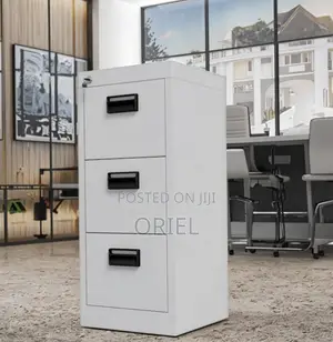 3-Drawer Office Storage Cabinet - White Steel