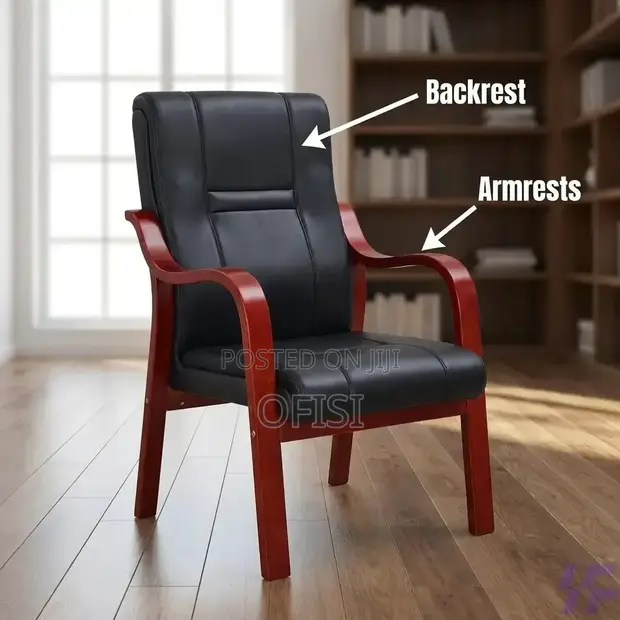 Executive Guest Chair with Wooden Armrests - 1