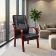 Executive Guest Chair with Wooden Armrests - 4