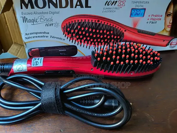 Electric Heat Styling Detangling Brush - Red - 1