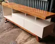 Wood White TV Console with Open Shelves - 1