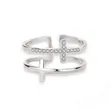 Unisex Stainless Steel Double Cross Ring - Silver - 1