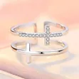 Unisex Stainless Steel Double Cross Ring - Silver - 2
