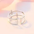 Unisex Stainless Steel Double Cross Ring - Silver - 3