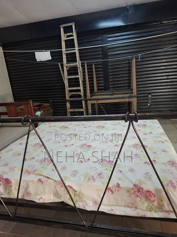 Metal Rod Double Bed Frame with Mattress - 1