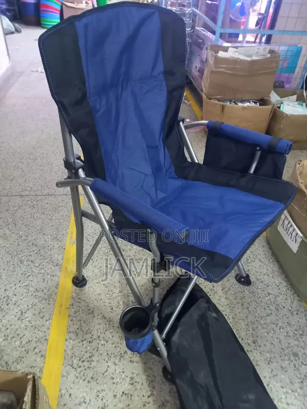 Heavy-Duty Steel Camping Arm Chair with Cup Holders - 1