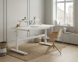 White Manual Adjustable Ergonomic Stand Desk
