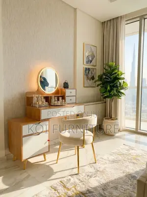 Brown Dressing Vanity Set with Light