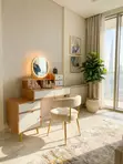 Brown Dressing Vanity Set with Light - 1