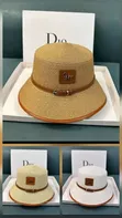 Women's Flat Straw Beach Hat with Black Ribbon - 1