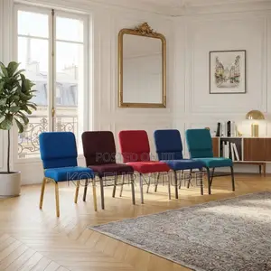 Armless Fabric Office/Church Stackable Chairs - Red