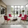 Armless Fabric Office/Church Stackable Chairs - Red - 3