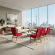 Armless Fabric Office/Church Stackable Chairs - Red - 5