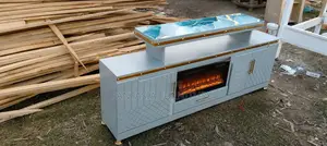Pure White TV Console with Electric Fireplace