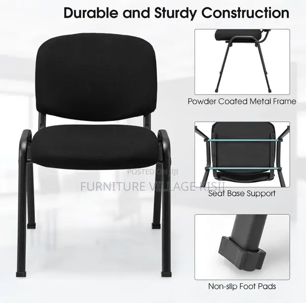 Black Stackable Fabric Office Chair - 1