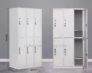 6 Compartment Metallic Storage Cabinet - White