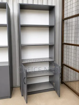Office Storage Cabinet with Shelves - Grey